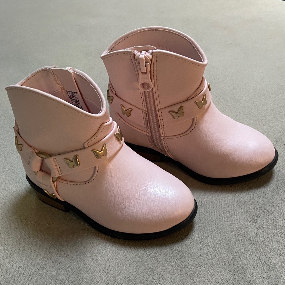 Cat & Jack Pink Kids Boots with Gold Accents